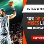 Betclic vous offre 10% de Cashback sur vos mises Basket en février